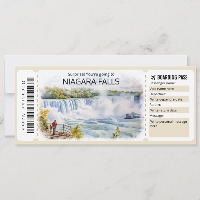 Editable Niagara Falls Biljett Resa Inbjudningar (Framsida)