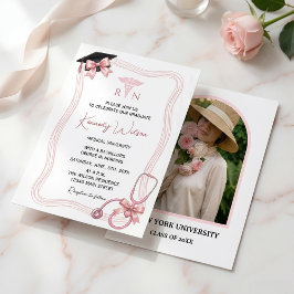 Editable Nursing Graduation Invitation with Photo Inbjudningar