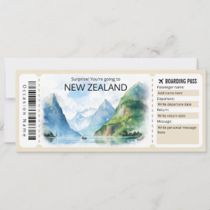 Editable Nya Zeeland Flygplan biljett, Nya Zeeland Inbjudningar