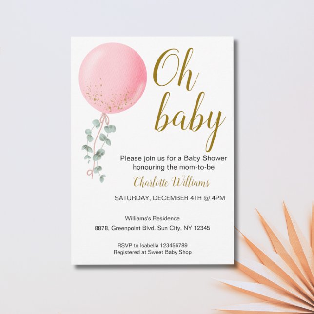 Editable Oh Baby Baby Shower-inbjudan Inbjudningar (Skapare uppladdad)