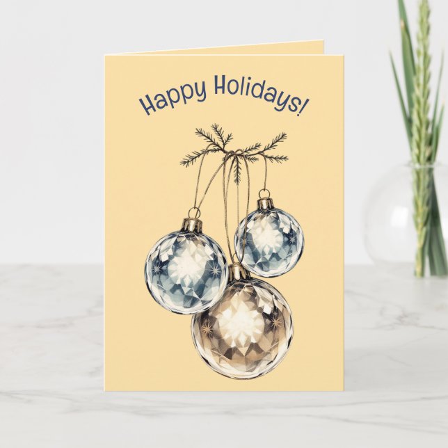 Editable Ornaments and Greenery Christmas Holidays Kort (Framsida)