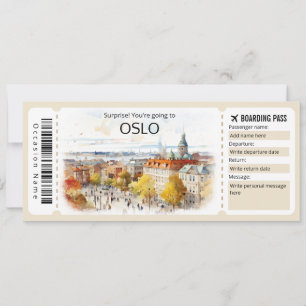 Editable Oslo Flygplan biljett, Norge Resa Inbjudningar