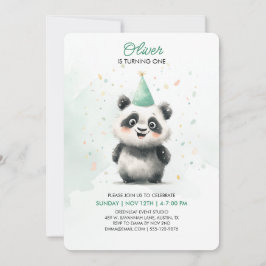 Editable Panda First Birthday-inbjudan Inbjudningar