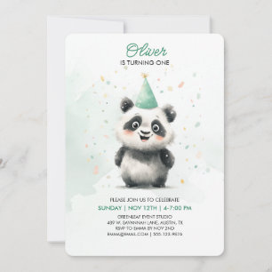 Editable Panda First Birthday-inbjudan Inbjudningar