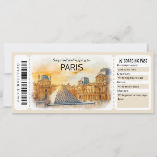 Editable Paris Flygplan biljett, Frankrike Resa Inbjudningar