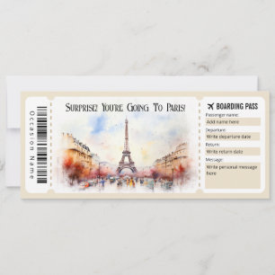 Editable Paris Flygplan Boarding Pass Biljett Inbjudningar