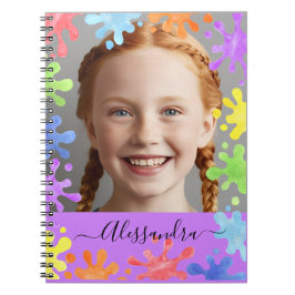 Editable Pastel Splash Custom Photo Frame Anteckningsbok