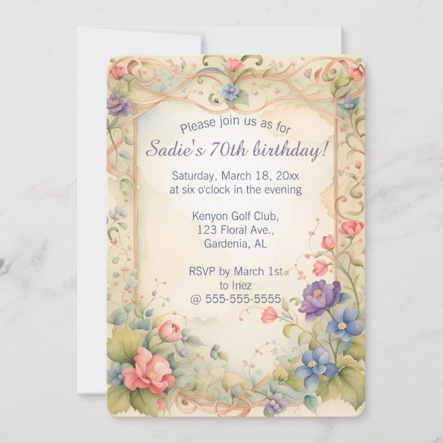 Editable Pastel Trellis Vines och Ro Inbjudningar (Framsida)