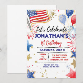 EDITABLE Patriotic Födelsedagsfest inbjudan, Star Inbjudningar