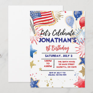 EDITABLE Patriotic Födelsedagsfest inbjudan, Star Inbjudningar