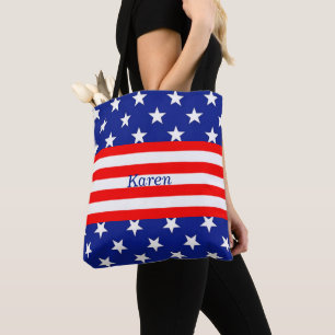 Editable Patriotic Stars och stripes Tygkasse