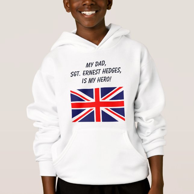 Editable Patriotic Union Jack Hero Pappa T Shirt (Framsida)