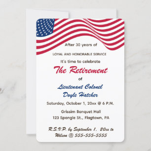 Editable Patriotic USA flagga militärPension Inbjudningar