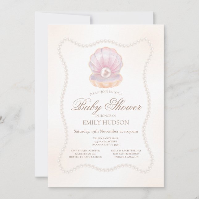 Editable Pearl Invitation Inbjudningar (Framsida)