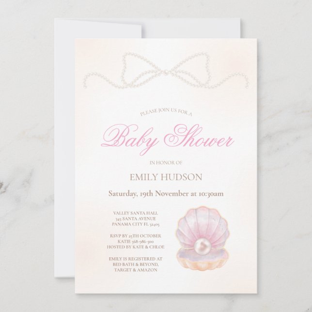 Editable Pearl Invitation Inbjudningar (Framsida)