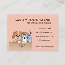Editable Pet Sitting and Dog Walking Business Card Visitkort