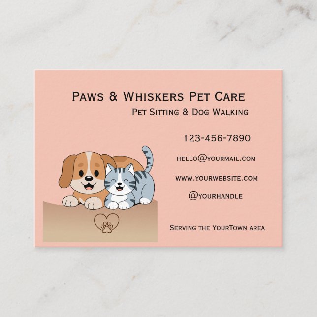 Editable Pet Sitting and Dog Walking Business Card Visitkort (Framsida)