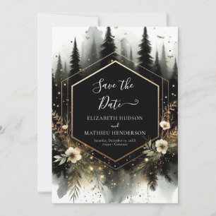 Editable Photo Enchanted Forest Bröllop Spara Datumet