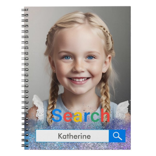 Editable Photo Google search Bar unique gift Anteckningsbok (Framsidan)