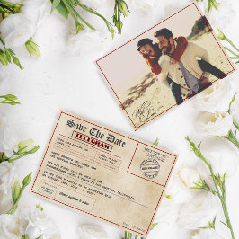 Editable Photo Rustic old fashioned wedding Spara Datumet