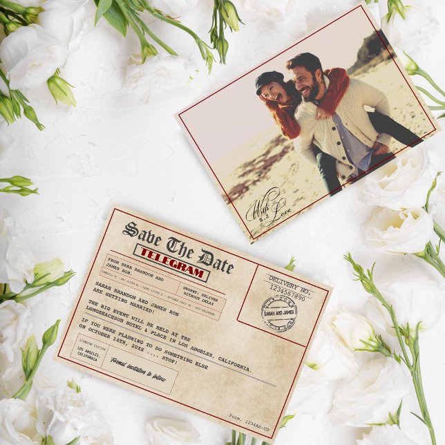 Editable Photo Rustic old fashioned wedding Spara Datumet (Skapare uppladdad)