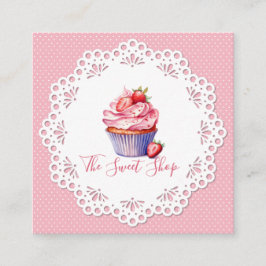 Editable Pink Bakery Business Card | 2.5" Square