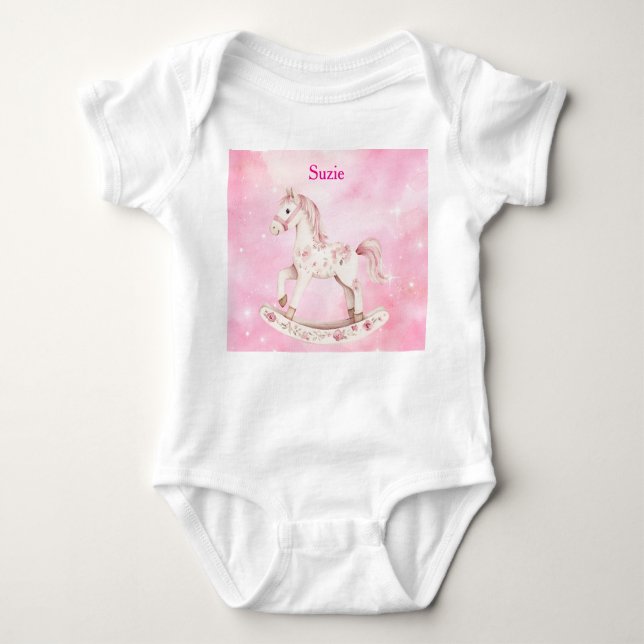 Editable Pink Chinoiserie Baby Bodysuit T Shirt (Framsida)