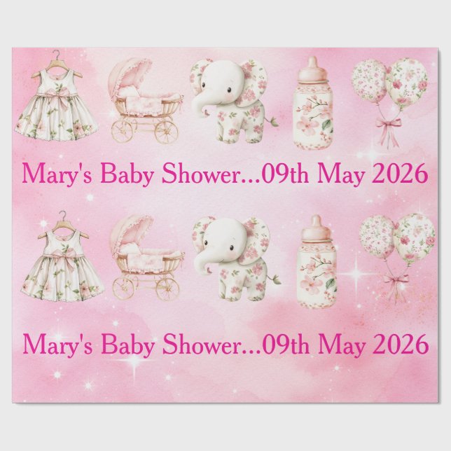 Editable Pink Chinoiserie Wrapping Paper Presentpapper (Platt)