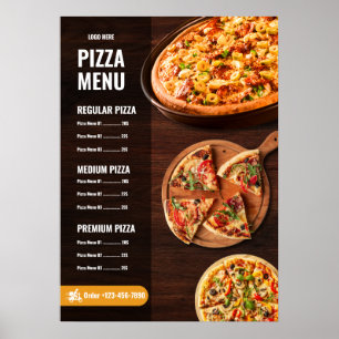 Editable Pizza Menu pizzeria Restaurant Menu Poster