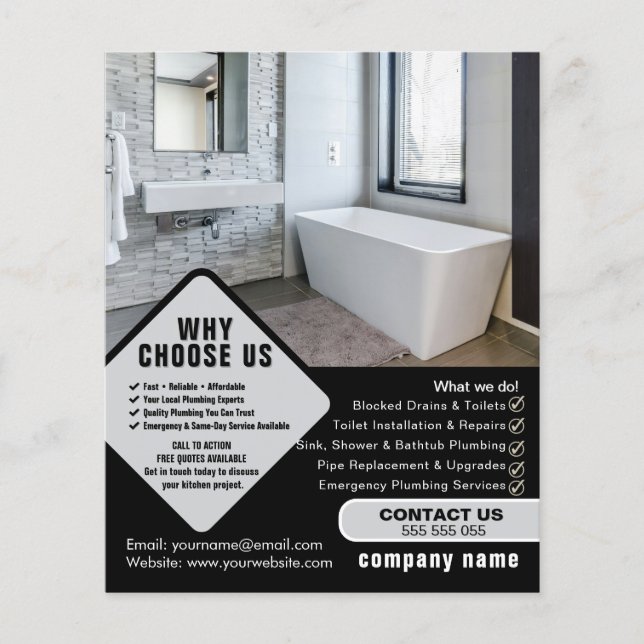 Editable Plumber Flyer Template | Plumbing Service (Framsidan)