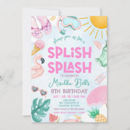 Editable Pool Party Invitation Summer Girl Birthda Inbjudningar