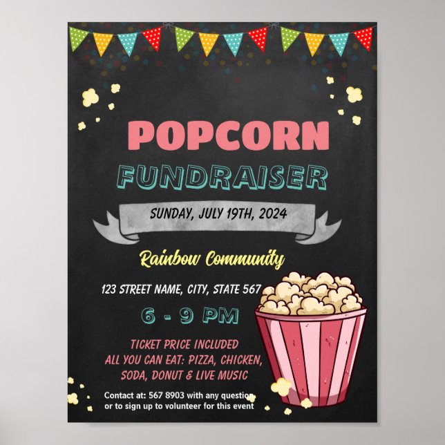 Editable Popcorn Fundraiser-mall Poster (Framsidan)