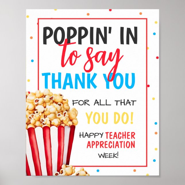 EDITABLE Popcorn Teacher Apprecision Sign, Poppin Poster (Framsidan)