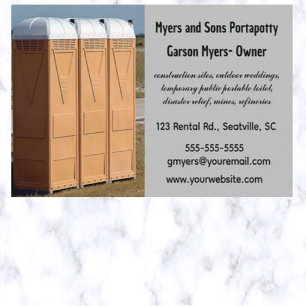 Editable Porta Potty Rental Visitkort
