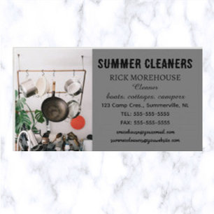 Editable Pots and Pans Summer Cleaners Visitkort
