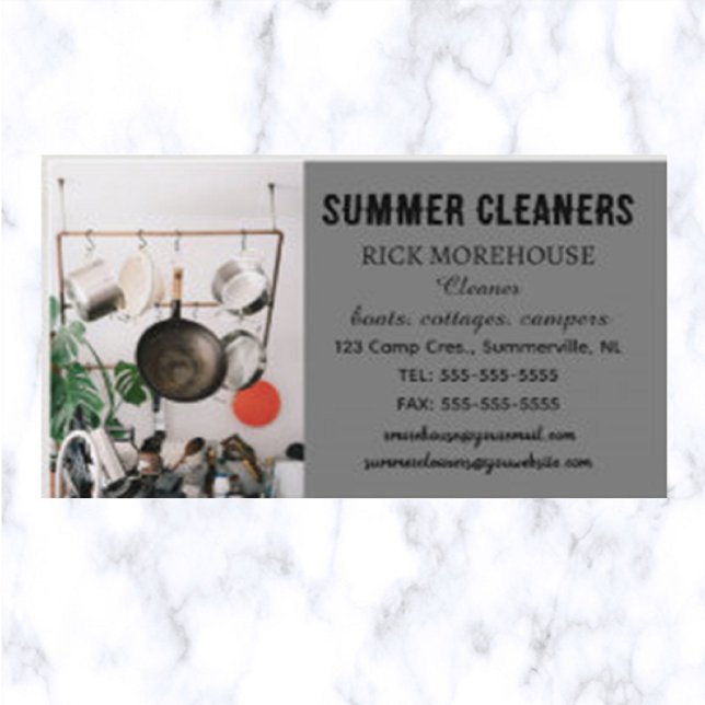 Editable Pots and Pans Summer Cleaners Visitkort (Skapare uppladdad)