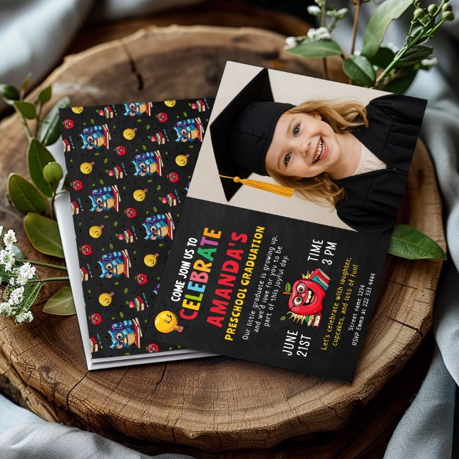 Editable Preschool Studentfest Girl Inbjudningar (Skapare uppladdad)