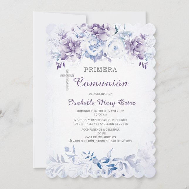 EDITABLE Primera Comunion Inbjudningar (Framsida)