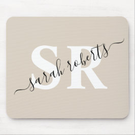 Editable professionell monogram namn beige musmatta
