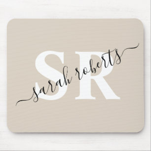 Editable professionell monogram namn beige musmatta