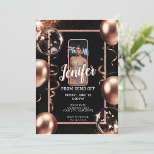 Editable Prom Skicka av jord Rosa Sparkling Ram Inbjudningar