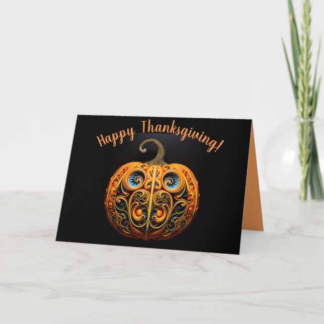 Editable Pumpkin Happy thanksgiving Kort (Framsida)