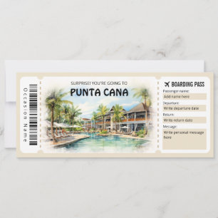 Editable Punta Cana Boarding Pass Flygplan biljett Inbjudningar