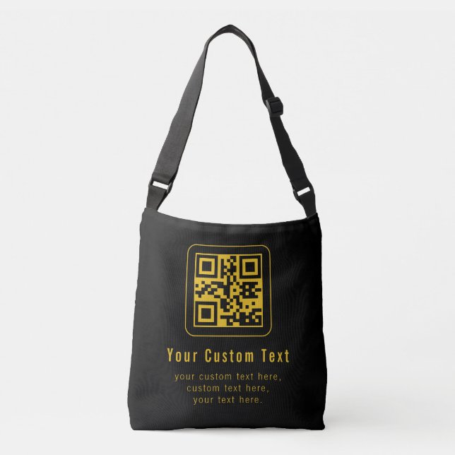 Editable QR Code & Text Template | Black & Gold Axelväska (Framsida)