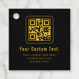 Editable QR Code & Text Template | Black & Gold Gåvor Etiketter