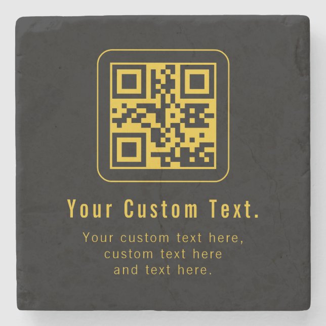 Editable QR Code & Text Template | Black & Gold Stenunderlägg (Framsidan)