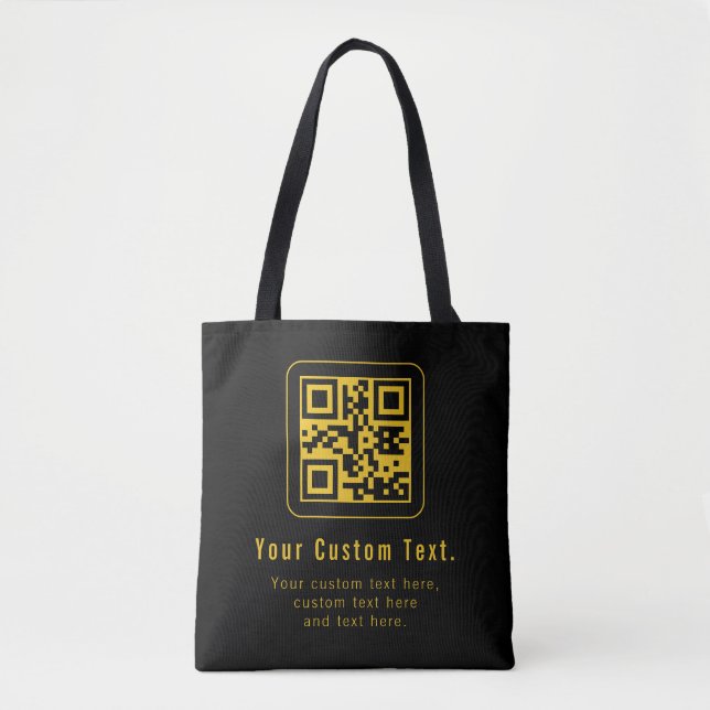 Editable QR Code & Text Template | Black & Gold Tygkasse (Framsida)