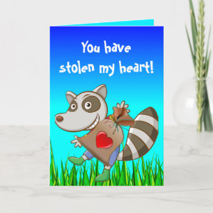 Editable Raccoon Stlar en hjärthjärthjärthjärthjär Kort