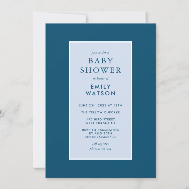 Editable Ram Blue på Blue Boy Baby Shower Inbjudningar (Framsida)