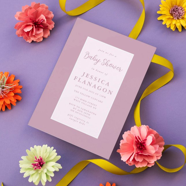 Editable Ram Gräns Rosa Lila Baby Shower för barn  Inbjudningar (Skapare uppladdad)